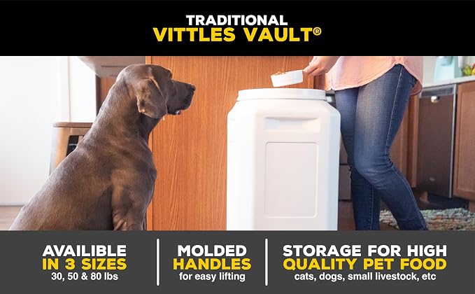 Vittles Vault Traditional Dog and Cat Food Container + Scoop, 80lbs | BPA Free - Image 12