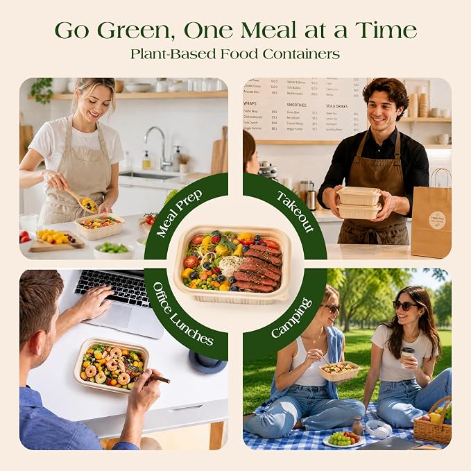50 Pack Food Containers with Lids, 22oz Meal Prep Containers Reusable - Image 4