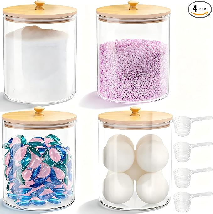 HomePekite 4 Pack Glass Laundry Pods Container, Powder Laundry Detergent by Unknown