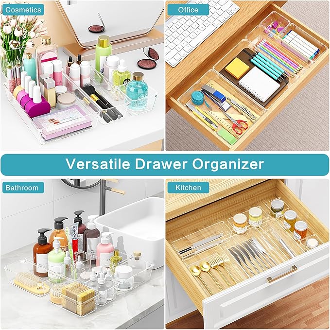 Manalete 65 Pcs Clear Plastic Drawer Organizer, Makeup & Vanity Organizer | - Image 7