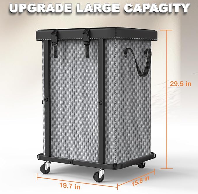 Laundry Basket with Wheels, 150L Rolling Hamper Carts - Image 6