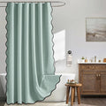 MIULEE 72"x84" Extra Long Scalloped Linen Shower Curtain Seafoam Green by MIULEE