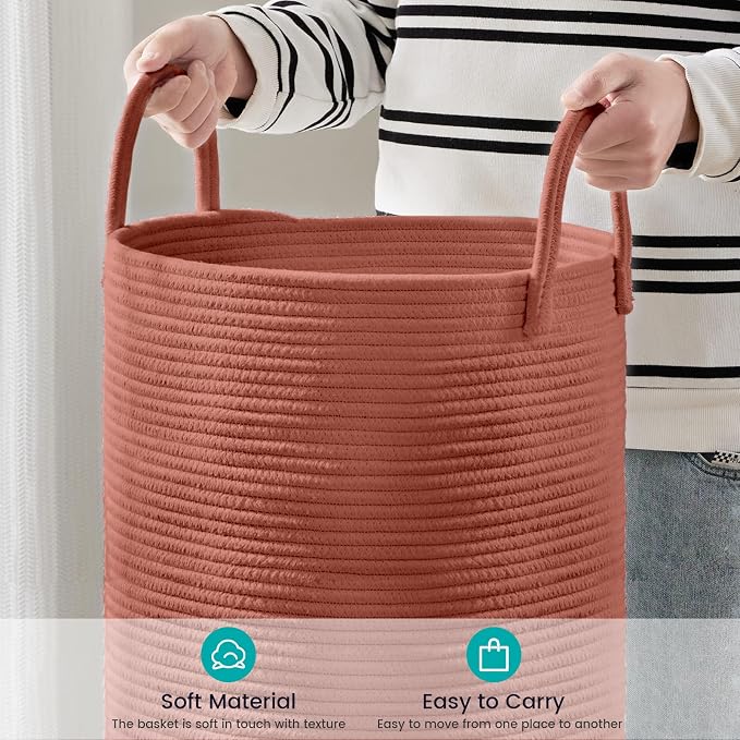 YOUDENOVA Cotton Rope Laundry Hamper Basket, 58L Blanket Basket - Image 4