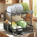 2-Tier Dish Drying Rack for Kitchen Counter, Space-Saving, Auto Drain Spout by Nfnoyp