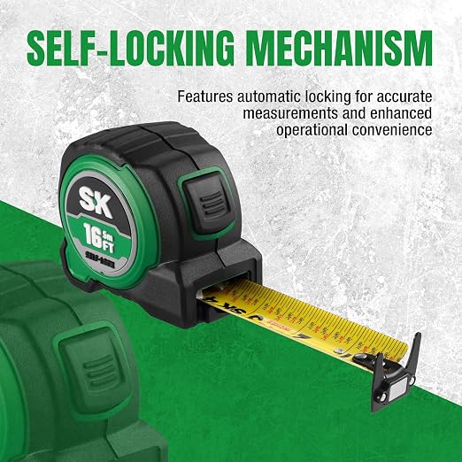 SK 16FT Tape Measure with Magnetic Hook and Self-Locking Mechanism - Image 4