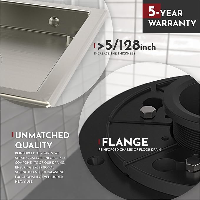 6 Inch Square Shower Floor Drain - Image 3