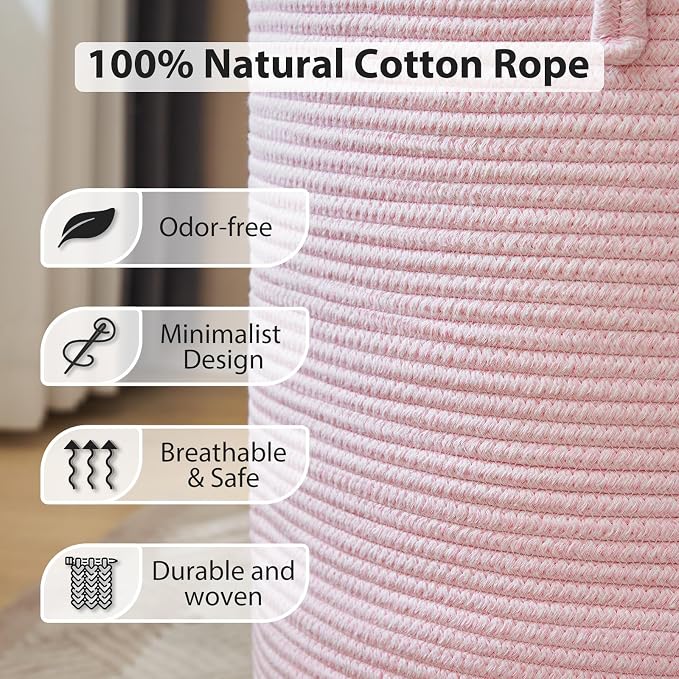 YOUDENOVA Cotton Rope Laundry Hamper Basket, 58L Blanket Basket - Image 5