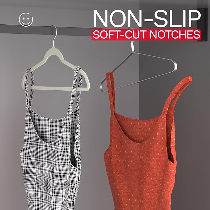 Ivory Velvet Hangers 20 Pack, Slim Space Saving Suit Hangers - Image 7