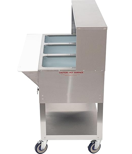 Kratos Commercial Electric Steam Table/Hot Food Table with Overshelf and Sneeze Guard, 3 Wells, Stainless Steel, Mobile, NSF, 120V (28W-202)
