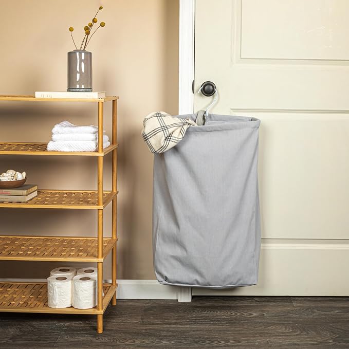 Household Essentials Door Hanging Laundry Bag, Washable Canvas Bag - Image 3