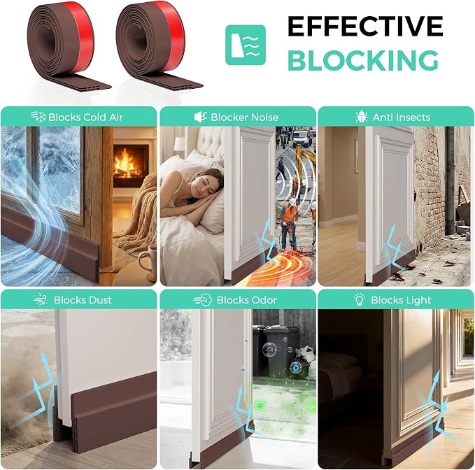 Hojoy Under Door Draft Stopper, Door Weather Stripping Door Seal, 2 Pack | - Image 3