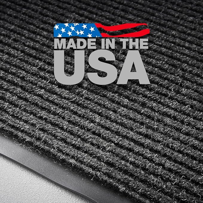 Consolidated Plastics Brush Dry Mat - Made in USA, Heavy-Duty Commercial DoorRug for Indoor/Outdoor Entryways, Non-Slip Backing for High-Traffic Areas (3' W x 10' L, Charcoal)