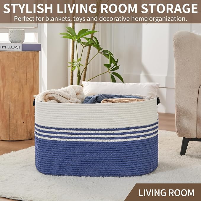 Laundry Hamper with Handles, 72L Rope Laundry Basket - Image 7