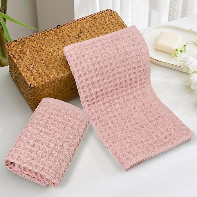 Jacquotha Waffle Hand Towels for Bathroom Decor | 2-Piece Cotton Face Towels - Image 2