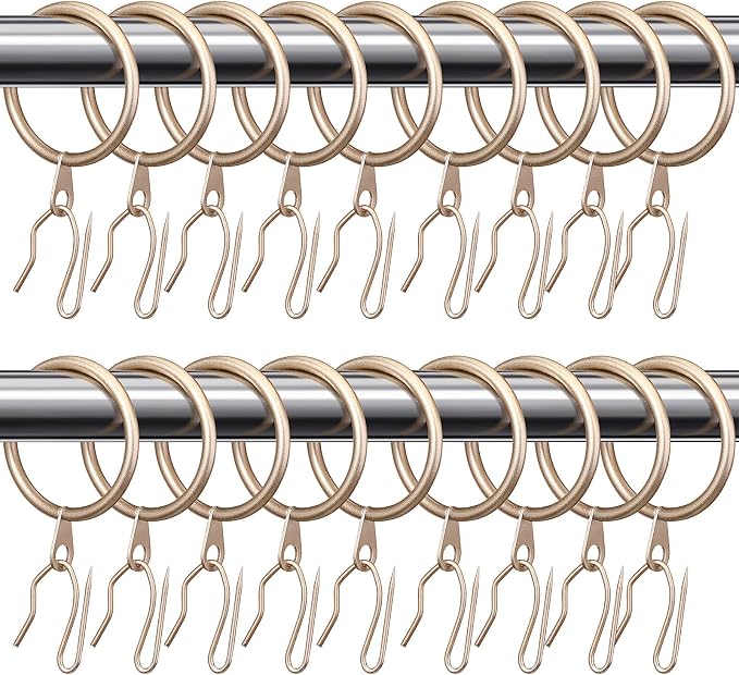 Hotop 60 Pcs 1.65 Inch Curtain Ring and 60 Pcs Pin Hook, Champagne Gold | Metal by HOTOP