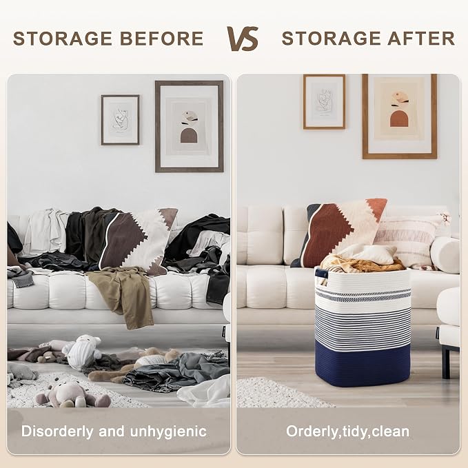 85L Tall Woven Laundry Basket Hamper - Image 4