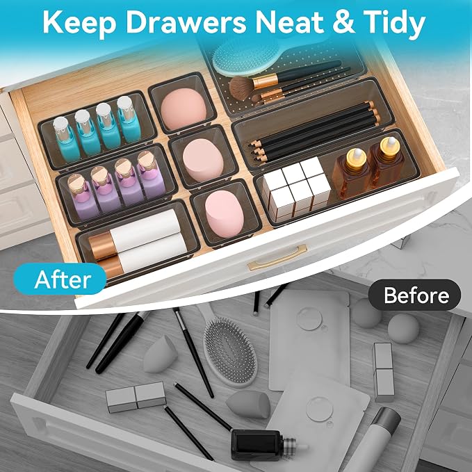 12 PCS Drawer Organizer Set, Makeup Organizers, Tool Storage Trays, Desk Drawer - Image 6