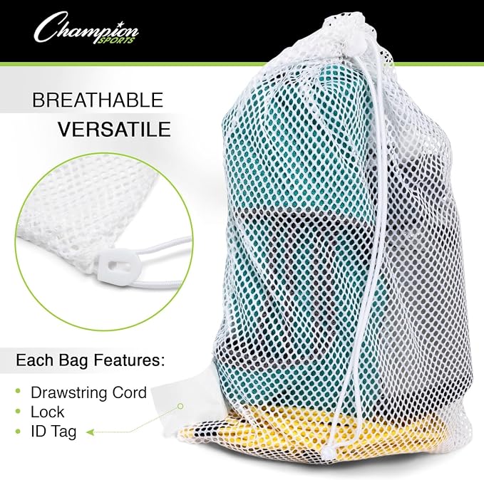 Champion Sports Mesh Equipment Bag – Heavy-Duty Nylon Drawstring Bag - Image 8