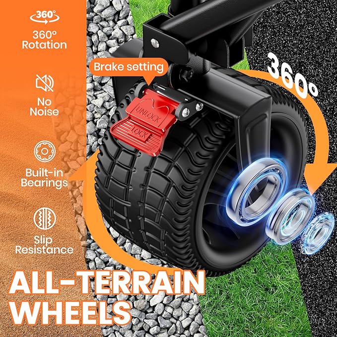 Collapsible Wagon Carts Foldable 570LBS Beach Wagon with Big All-Terrain Wheels Weight Capacity Heavy Duty Utility Carts with Cup Holders for Garden, Camping, Grocery, Sports Black