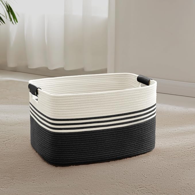 45L Small Woven Laundry Basket Hamper by SunNewt