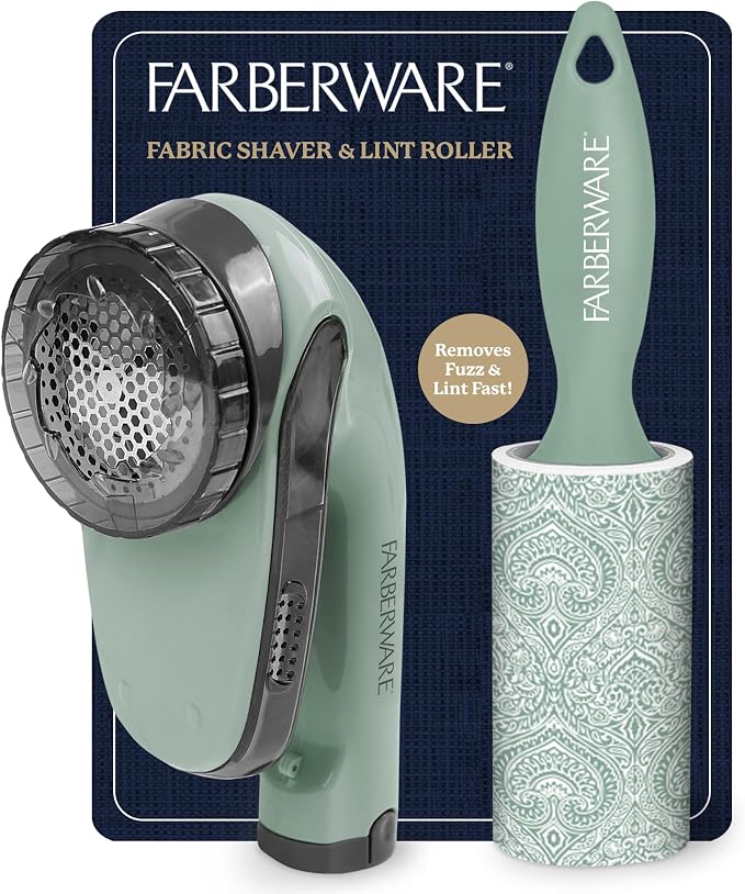 Farberware Fabric Shaver & Lint Roller Set, Portable | Sticky sheets lift pet by BestBrands