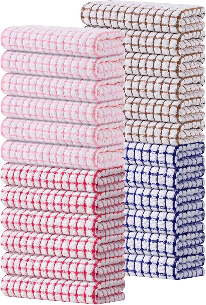 Kitinjoy Cotton 24 Pack Terry Kitchen Towels, Mix Colour by Kitinjoy