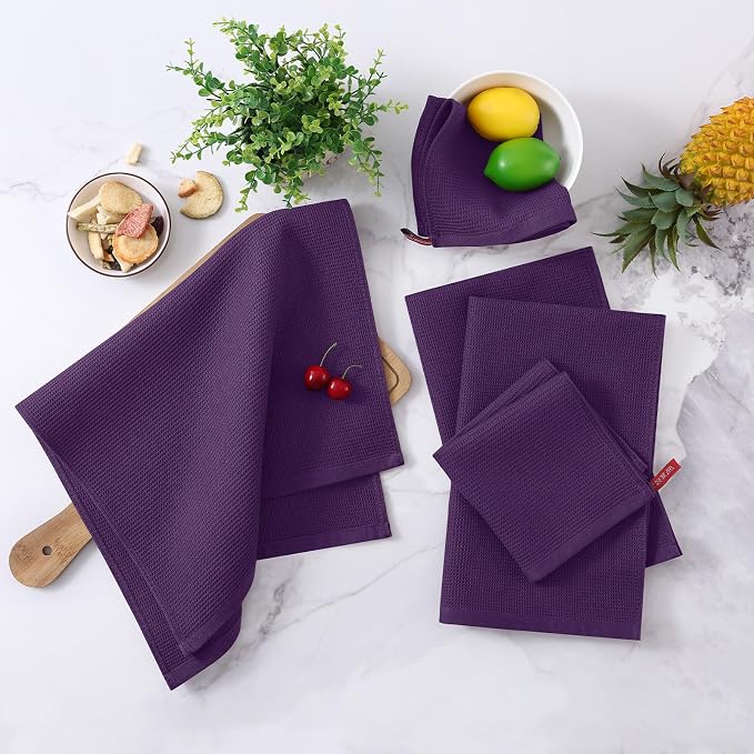 Homaxy 100% Cotton Waffle Weave Dish Cloths, 6 Pack - Image 2