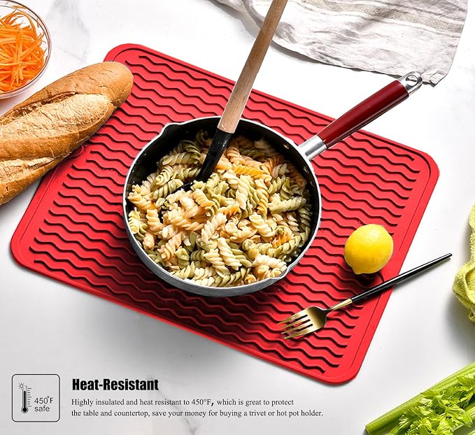 Silicone Dish Drying Mat, Non-Slip Easy Clean Sink Mat, Large Heat-resistant - Image 6