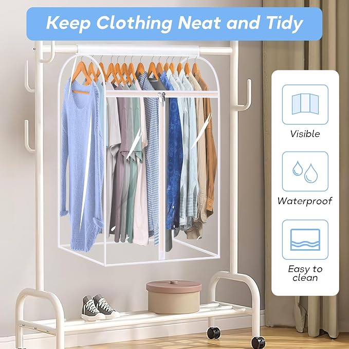 35" Hanging Garment Bags for Closet Storage Large Clear Garment Bags for - Image 2