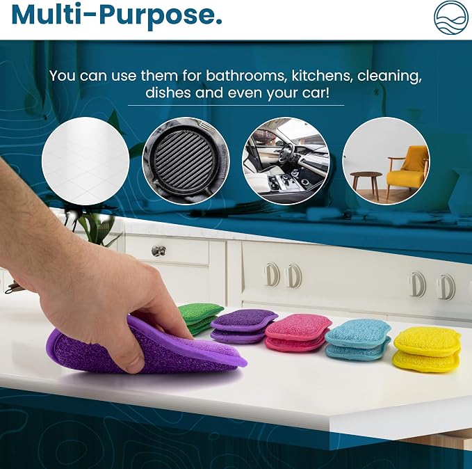 – 10 Kitchen Sponges Pack– Washable and Reusable Dishes Sponge Rubber – 6 X 3 - Image 6
