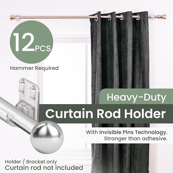 No Adhesive Heavy Duty Curtain Rod Holders - Image 4