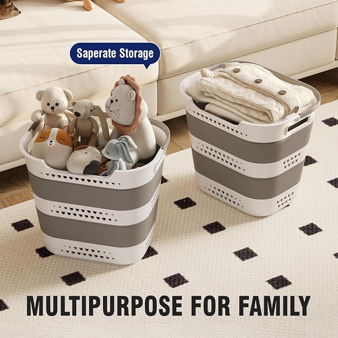 Collapsible Plastic Laundry Basket Hamper - Image 6