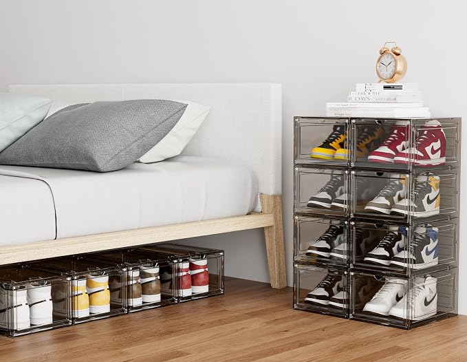 HOMIDEC Shoe Storage, 6 Pack Shoe Organizer Clear Hard Plastic Shoe Box - Image 8