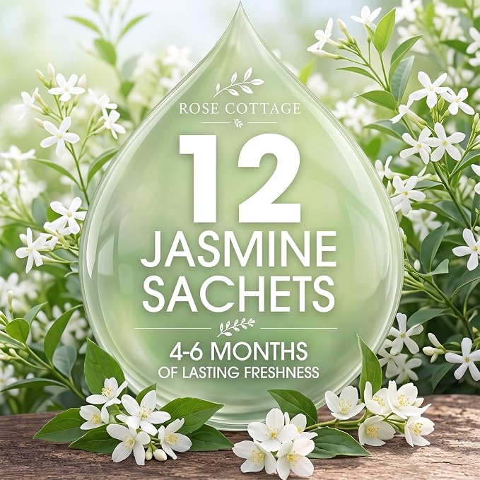 Large 12 Packs Jasmine Hanging Scented Sachets Long-Lasting Closet Deodorizer - Image 6