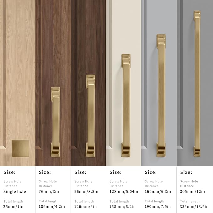khtumeware 20 Pack 6-1/4 Inch Cabinet Handles Brushed Brass/Brushed Gold Drawer Pulls Cupboard Handles