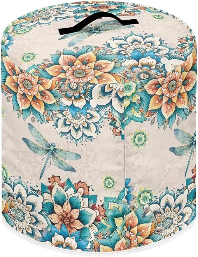 Flower Dragonfly Dust Cover for 6 Quart Instant Pot and Extra Accessories, Dust Proof Easy to Clean Pressure Cooker Cover Electric Appliance Cover Air Fryer Accessories with Pocket