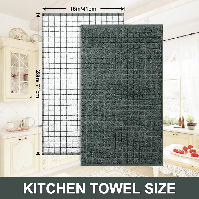 Homaxy Large Premium Cotton Kitchen Towels 16"x 28", 12 Pack, Dark Green - Image 5