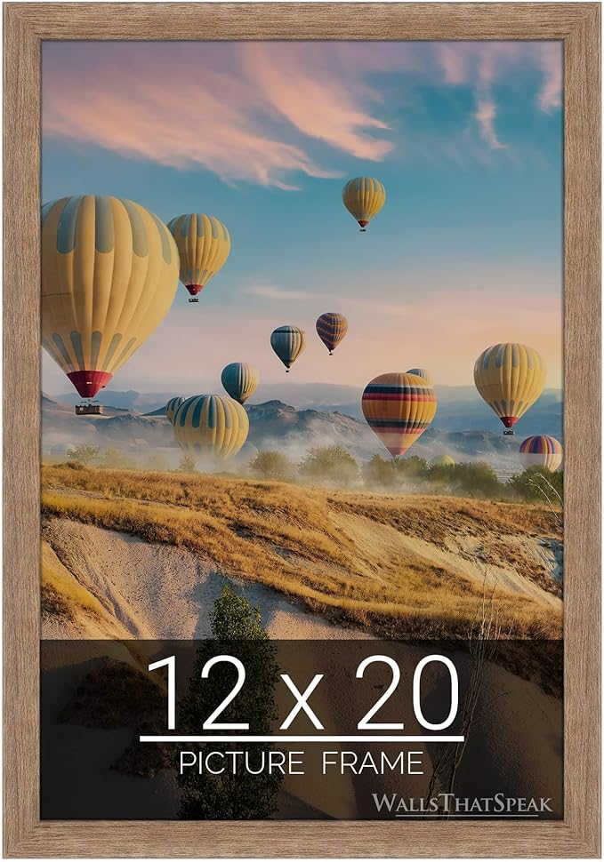 wallsthatspeak 12x20 Brown Barnwood Picture Frame for Puzzles Posters Photos or Artwork