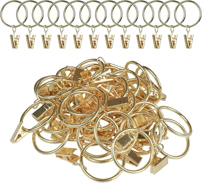 Curtain Rings with Clips, 42 Pack Metal Drapery Rings with Clips Hooks Hangers by Unknown