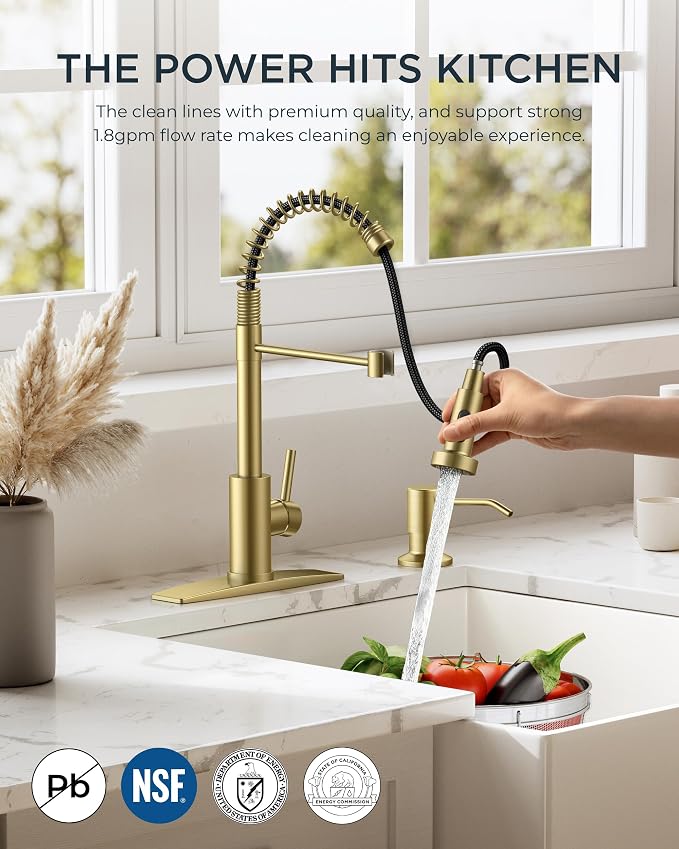 FORIOUS Gold Kitchen Faucet - Image 8