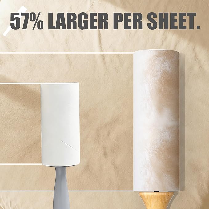 Flat Tear Lint Roller with Wooden Handle- 6.3 Inch Refills, 4 Rolls x 90 Sheets - Image 6