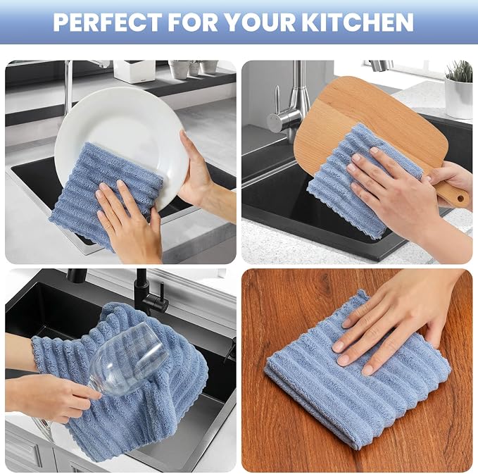Kitchen Dish Cloths, Super Absorbent Coral Velvet Dish Towels, Quick Drying - Image 4