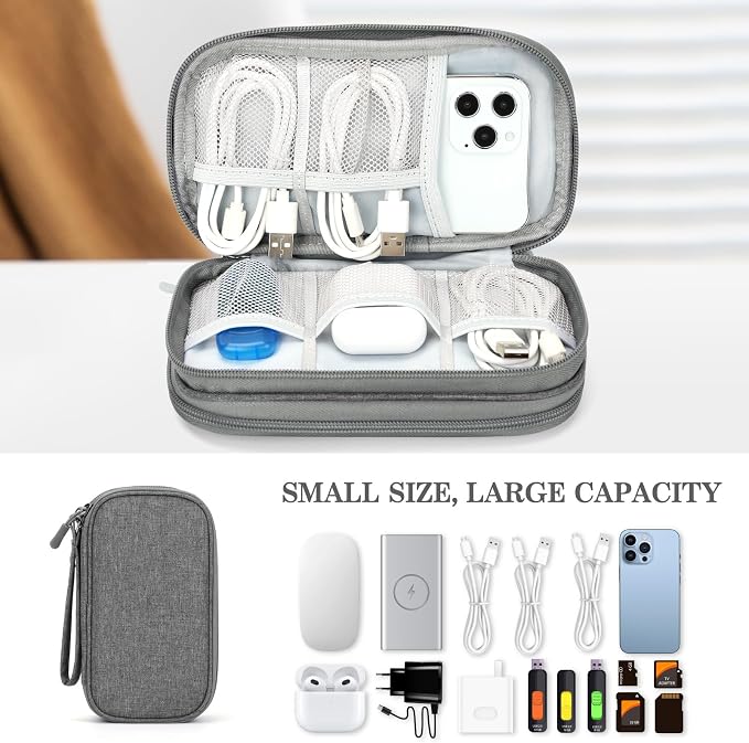 FYY Electronic Organizer, Travel Tech Pouch Bag, Cable Organizer Dark Grey | - Image 6