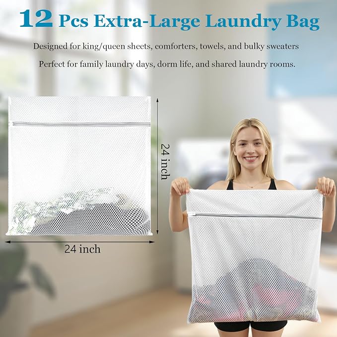 12Pcs XX-Large Mesh Laundry Bags - Image 6