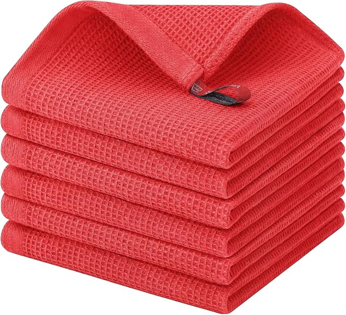 Homaxy 100% Cotton Waffle Weave Dish Cloths, 6 Pack by Homaxy