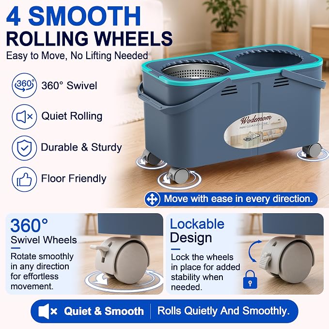 Easy-Rinse Mop Bucket Gen 2, Clean/Dirty Water Separation - Image 6