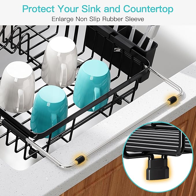 JASIWAY Black Dish Drying Rack Over the Sink - Image 7
