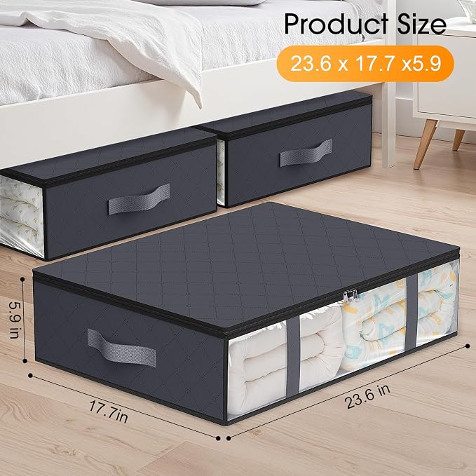StorageRight Under Bed Storage Bags, 2 Pack, Comforters, Blankets and Seasonal - Image 2
