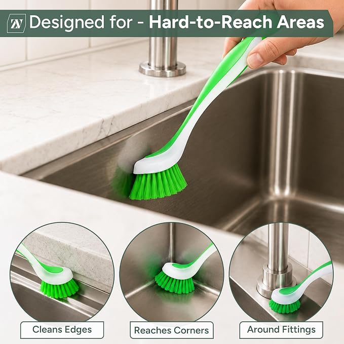 Zuvo Dish Brush Set of 3 with Suction Cup – Dish Scrubber & Cleaning Brush | - Image 5
