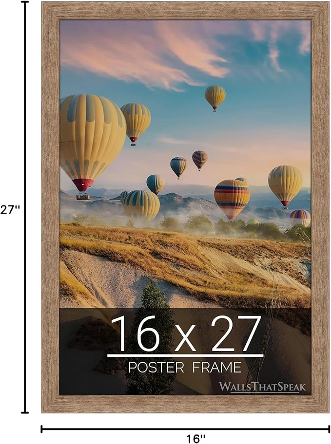 wallsthatspeak 16x27 Brown Barnwood Picture Frame for Puzzles Posters Photos or Artwork